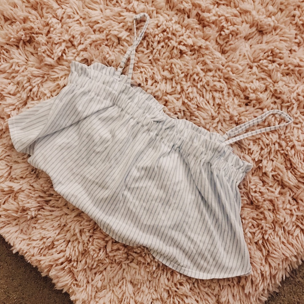 Me to We White Striped Crop Top (XS)